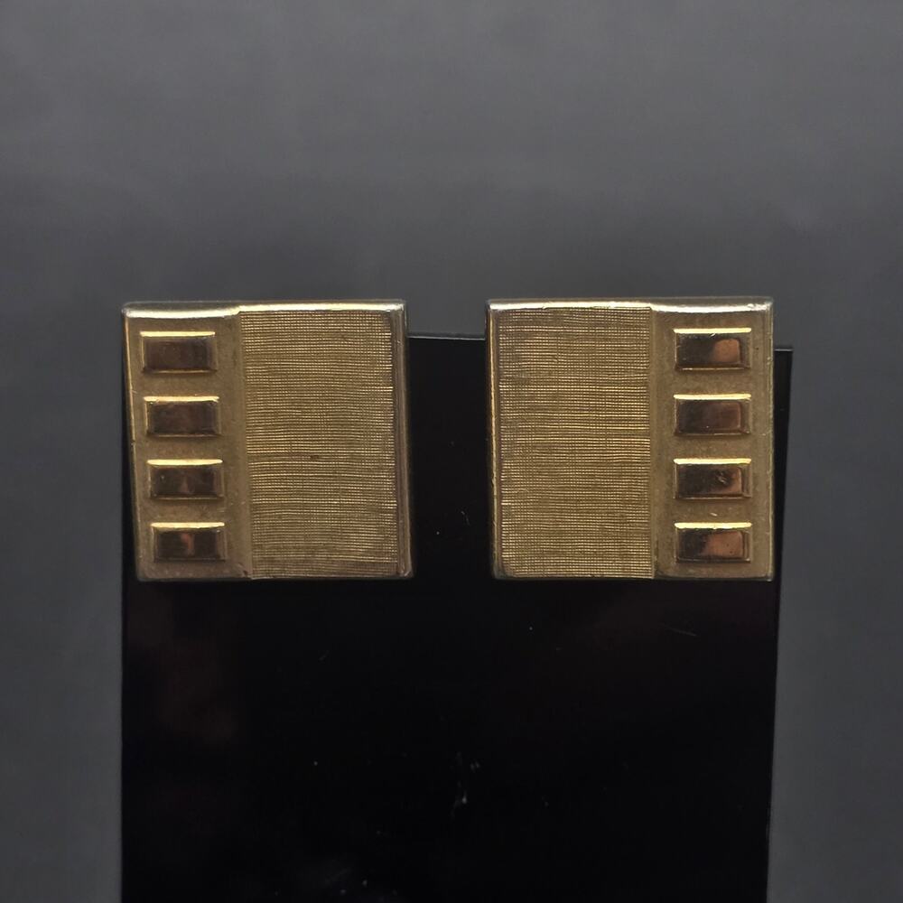 Vintage Swank Gold Tone Ssquare Cufflinks Geometric Brushed
